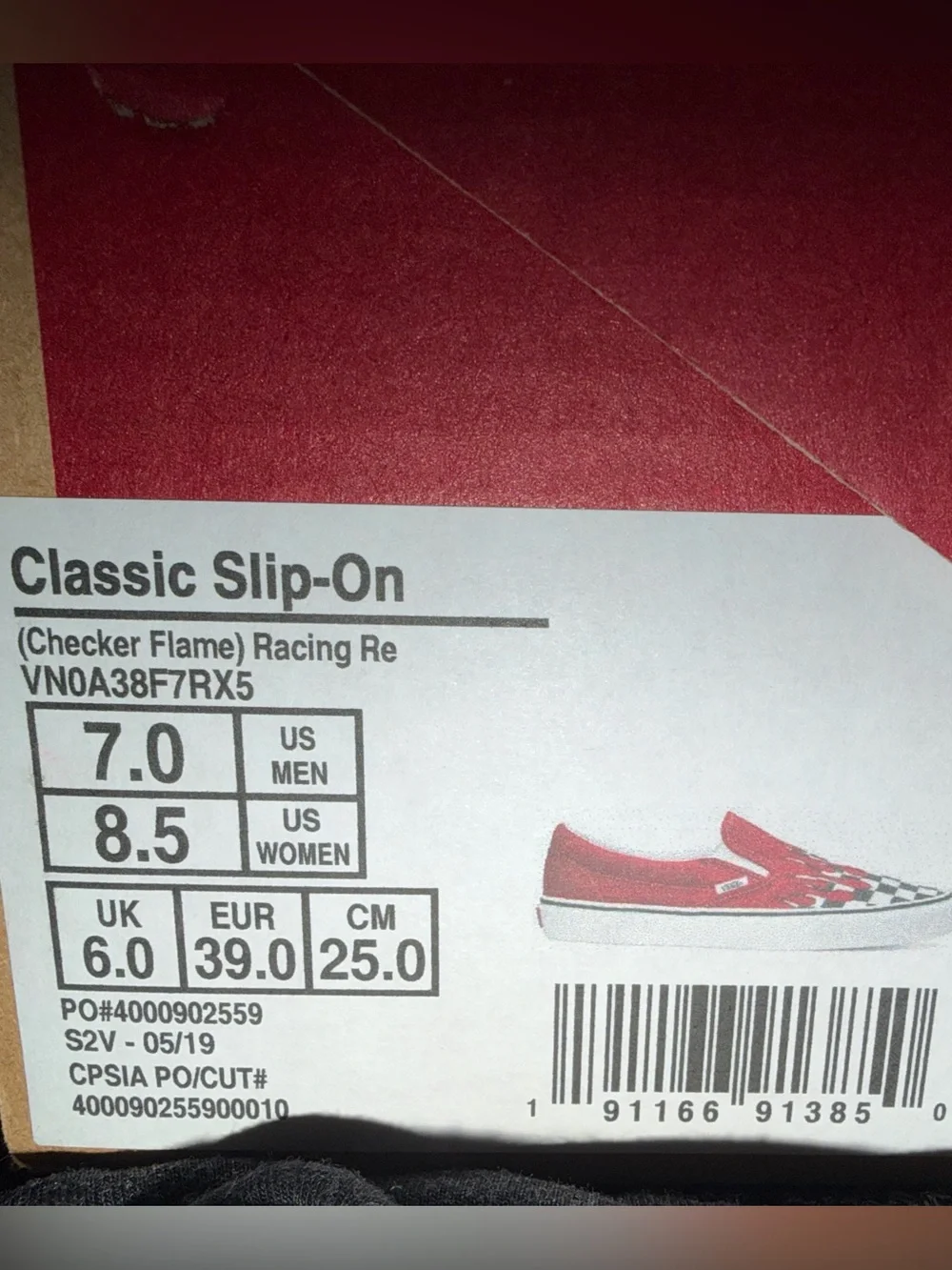 NWTIB Deadstock Vans Slip-On Checkered w/Illusion Flame/Drip Graphic US 7M, 8.5W